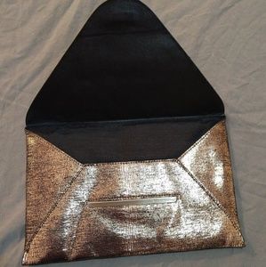 BCBG Rose Gold Metallic Faux Leather Clutch